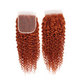 350 Ginger Orange Kinky Curly 4x4 Closure Brazilian 100%  Human Hair  Extensions