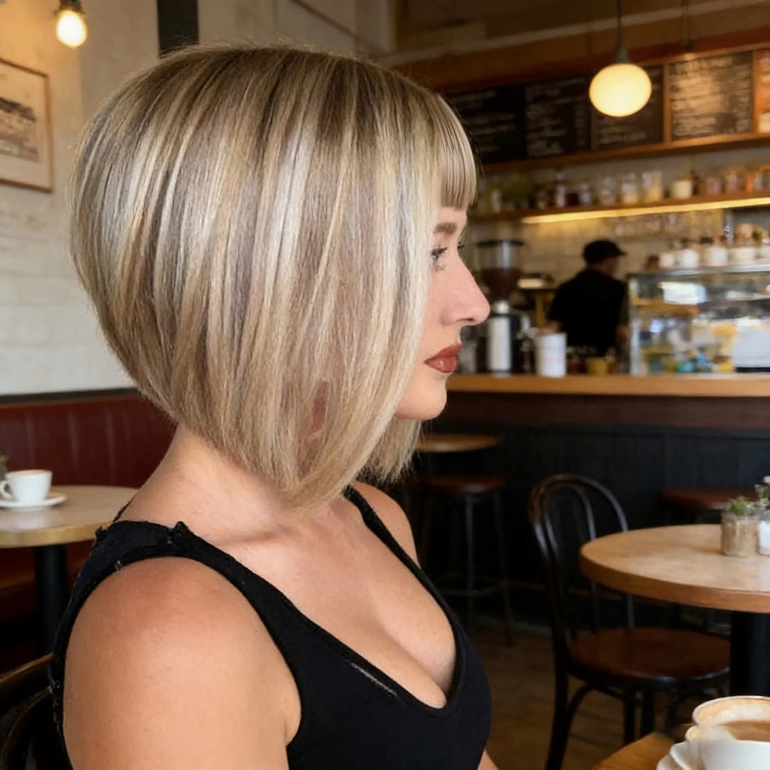 Straight Hair #M4/60 Color Short Bob Wigs With Bangs Full Machine Made Wig for Women  No Lace Bob Wigs