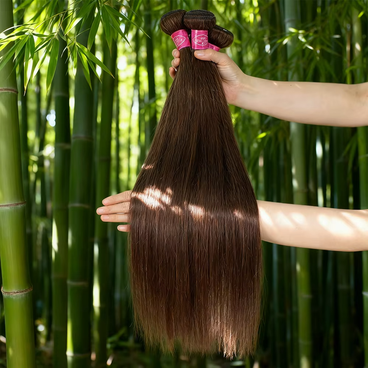 #4 Brown Body Wave 3 Bundles avec 4X4 Lace Closure 100% cheveux humains vierges 