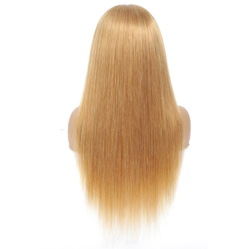 #27 honey blonde Headband Wig Human Hair Straight Brazilian Wigs Full Machine Made Wig For Black Women