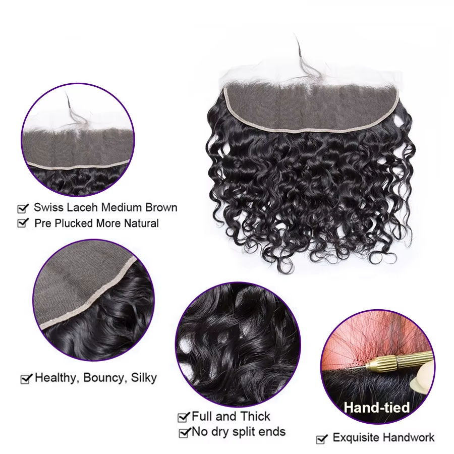 Lumiere 15A Peruvian Hair 4 Bundles With 13x4 Lace Frontal Water Wave Bundles Human Hair Weave Extensions