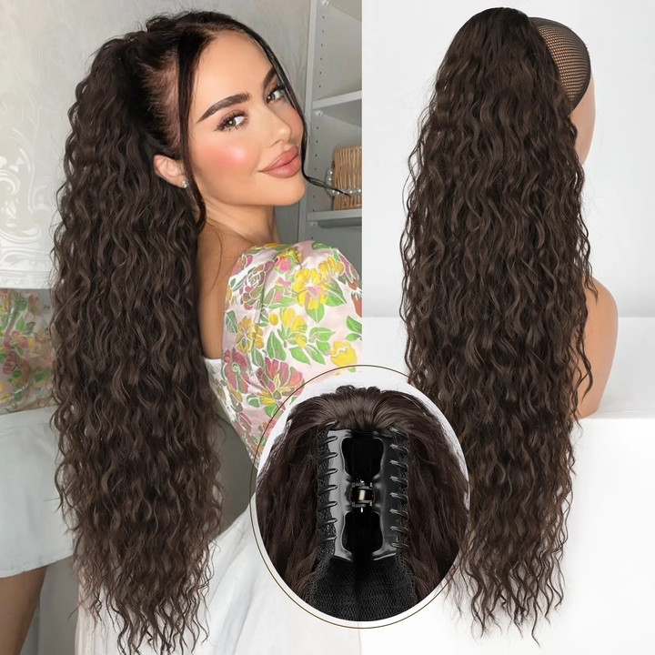 Vague d'eau 1 to/99J pince à griffes sur les cheveux d'extension de queue de cheval pour les femmes postiche de cheveux de queue de poney 