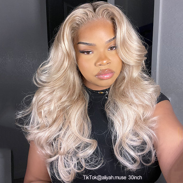 Vente Flash Body Wave 13x4 HD Lace Front Wig Preplumed 613 Honey Blond Color Wigs for Women 