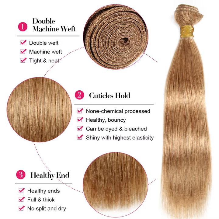 #4 Brown Body Wave 3 Bundles avec 4X4 Lace Closure 100% cheveux humains vierges 