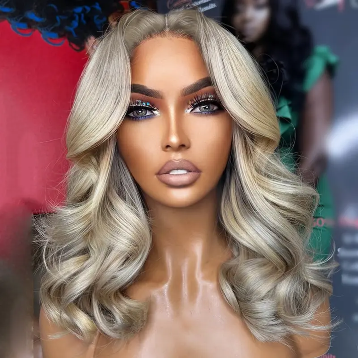 613 Blonde Court Bob Droite 13x4 Lace Front Perruques de Cheveux Humains Dentelle Transparente 