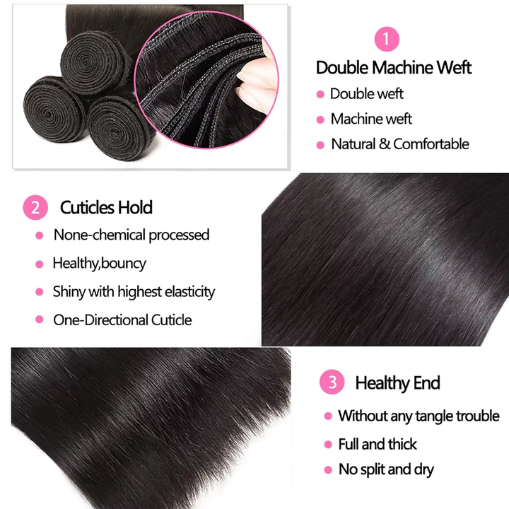 lumiere 15A Straight  3 Bundles Human Hair Extension 10-24 inch