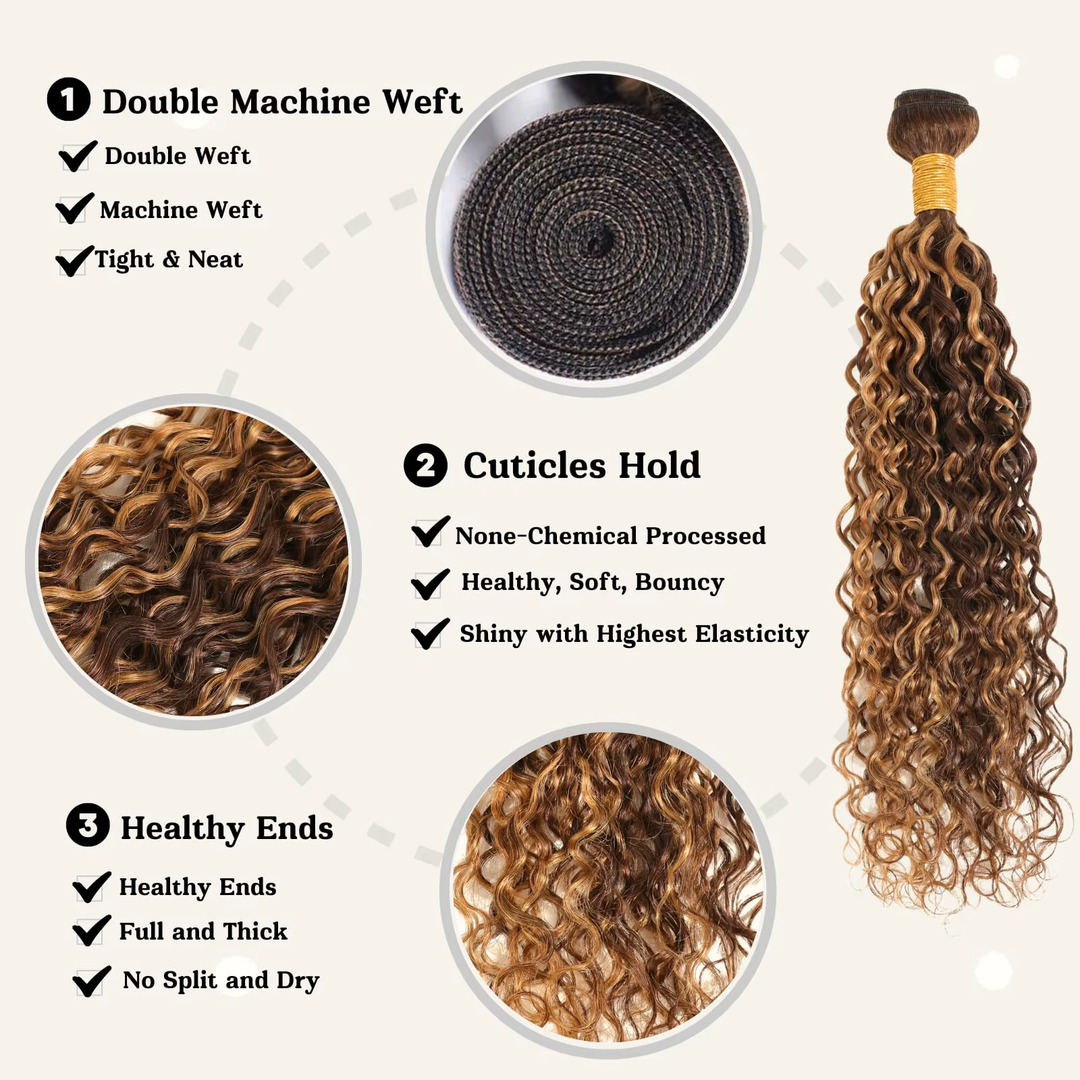 Highlight P4/27 Water Wave 3 Bundles With 13x4 Transparent Lace Frontal