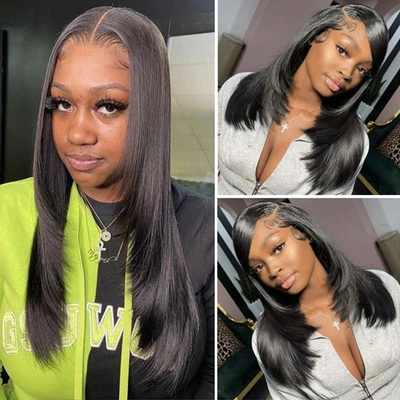 Lumiere 13x4/4x4  Straight Layer Cut Side-Part HD Lace Natural Hairline Human Hair Wigs