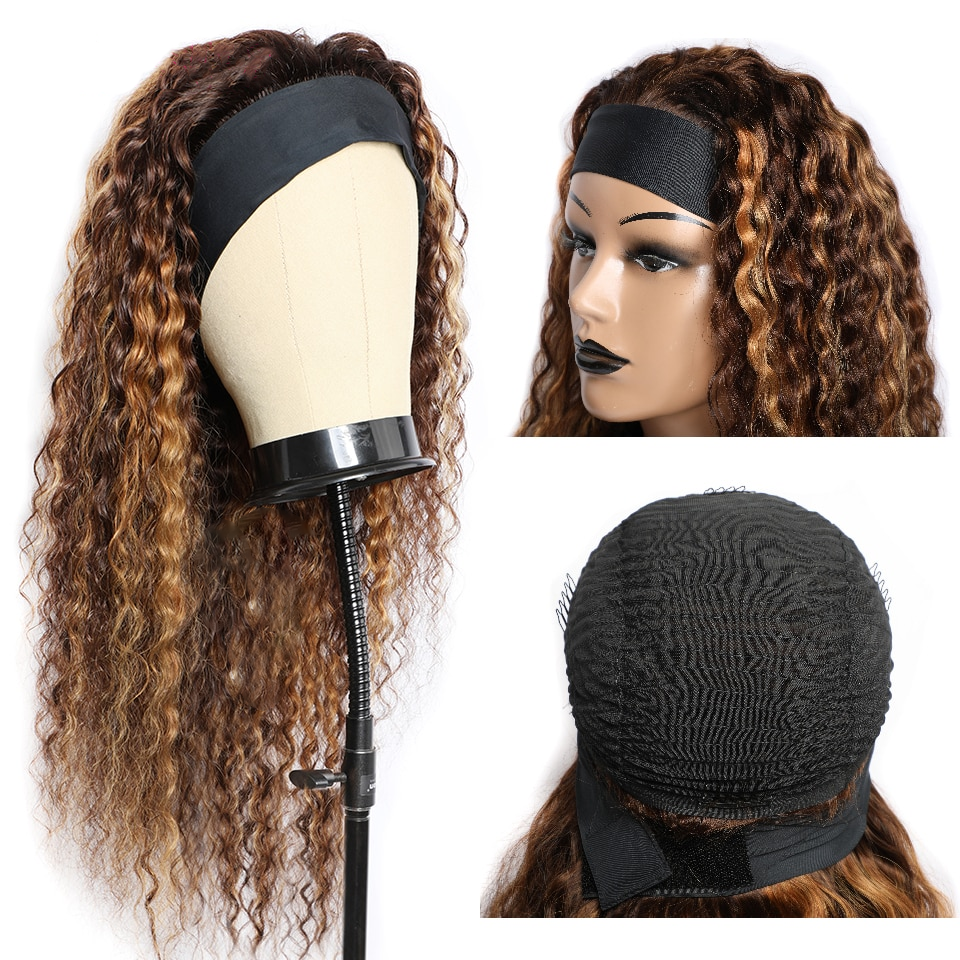 P4/30 Highlight Ombre Headband Wigs Human Hair Water Wave Wigs for Women
