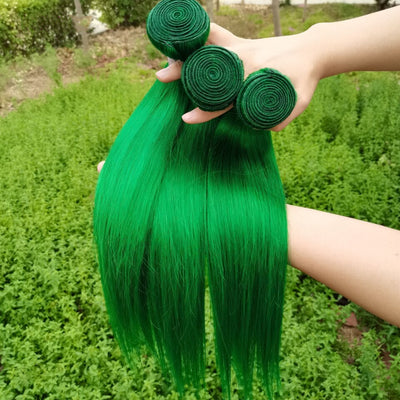 lumiere Grass Green Straight 3 Bundles 100% Virgin Human Hair Extension