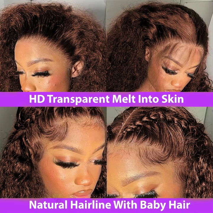 Chocolate Brown Water Wave Short Bob 13X4 Lace Frontal Wig
