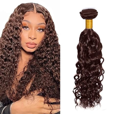 Brown Bundles Color #4 Brown Water Wave Human Hair Bundles 1 piece Human Hair Brazilian Unprocessed Virgin Hair (No Code Need)