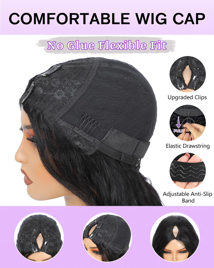 Nouveau V Part Deep Wave Upgrade No Leave Out Brésilien Remy Glueless Perruques de cheveux humains pour les femmes 