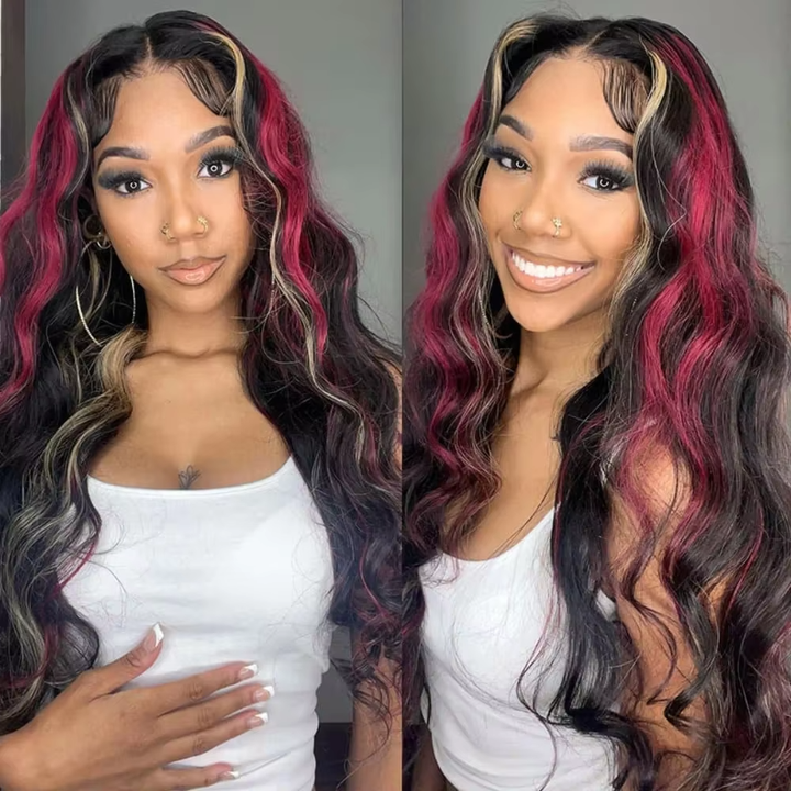 Mettez en surbrillance 99J Blonde Body Wave Lace Front Wig pour les femmes 