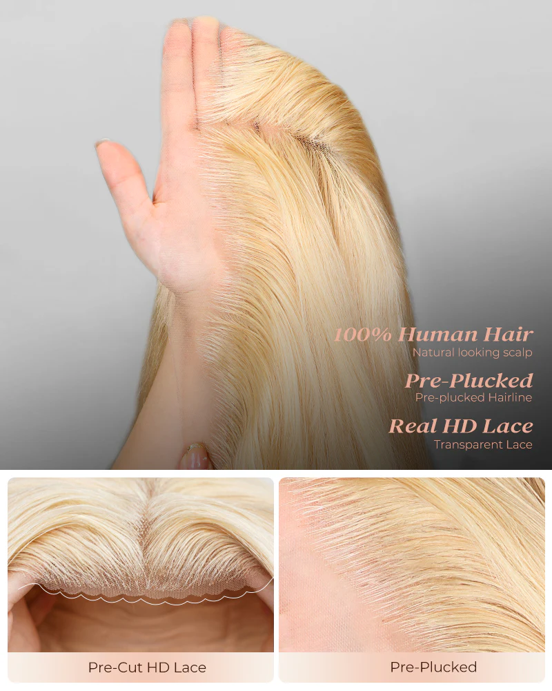 [Glueless Wig]  Lumiere 13x4 Frontal Lace Glueless 613 Blonde Body Wave Wig（No Code Need）