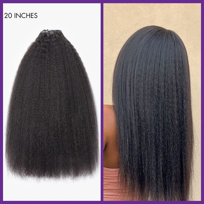 Ship In 24Hours-Kinky Straight Clip In Human Hair Extensions 8 Pieces/Set 120G Ship Free