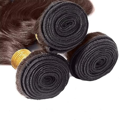 #4 Brown Body Wave 3 pacotes com fechamento de renda 4X4 100% cabelo humano virgem 