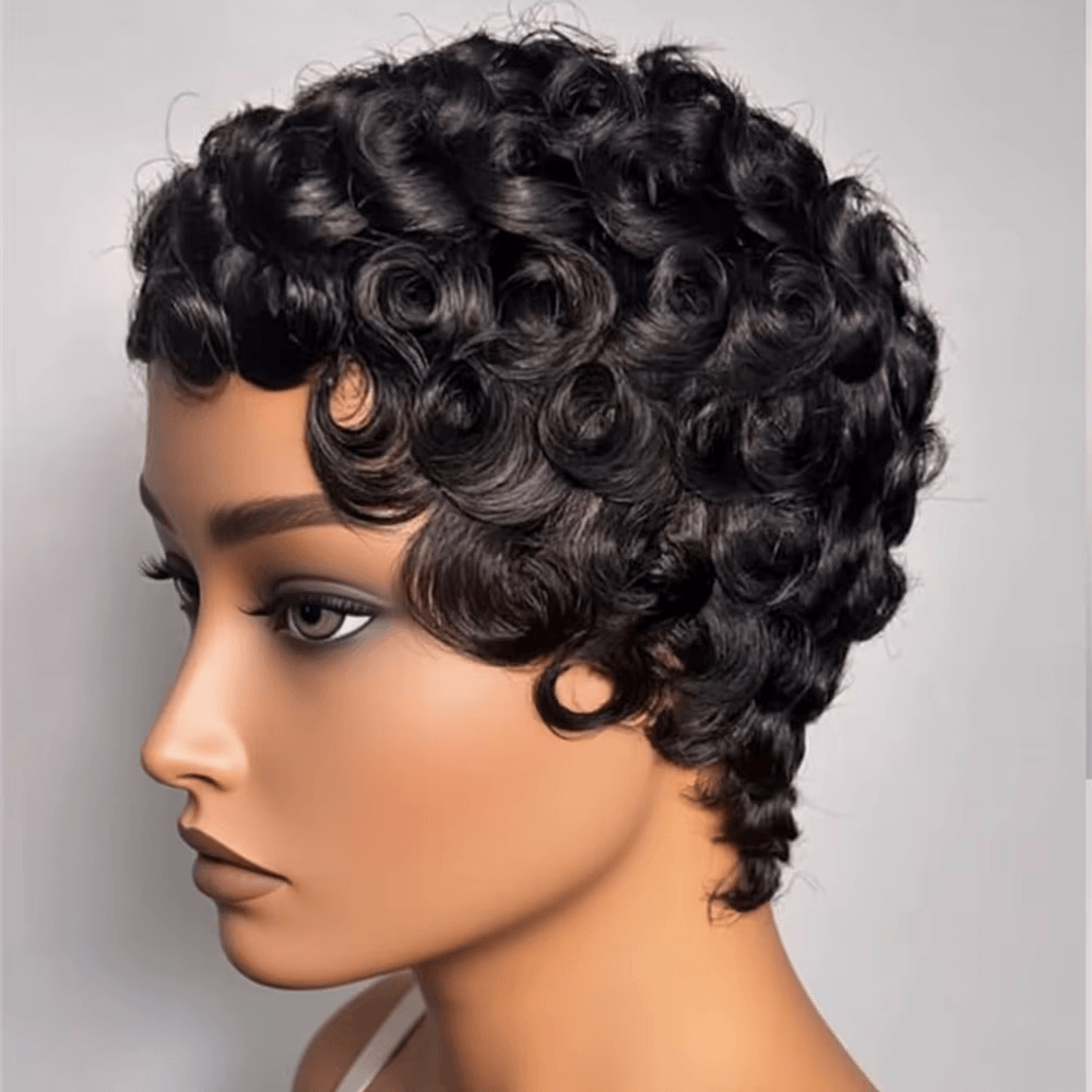 Short Bouncy Curly New Pixie Cut Wig 13x4 Lace Human Hair Wigs For Women Natural Color Daily Party Use Wig