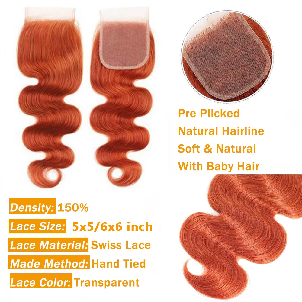 #4 Brown Body Wave 3 Bundles avec 4X4 Lace Closure 100% cheveux humains vierges 