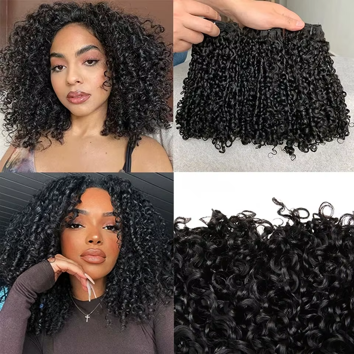 Lumiere 15A Super Double Drawn Raw Pixie Curly Virgin Human Hair 3 Bundles Unprocessed Hair Extensions