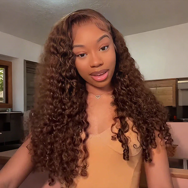 Glueless Highlight Color P4/30 Deep Wave Lace Front Wig Pré plumé avec des cheveux de bébé