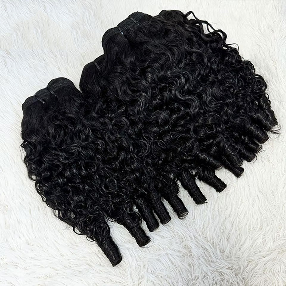 Lumiere Natural Black Burmese Curly 3 Bundles with 4x4 Lace Closure Burmese Human Hair Extension