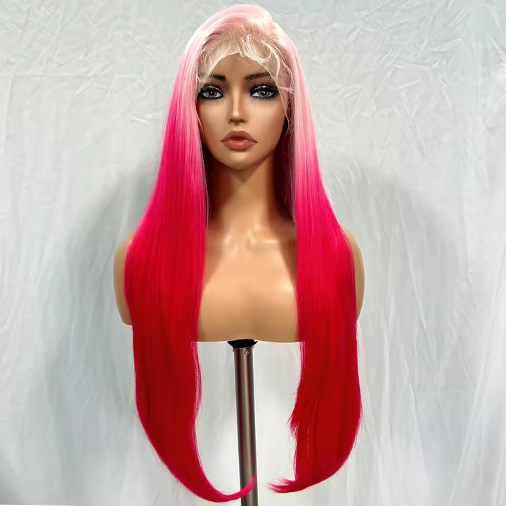 Lumiere Gradient Pink 13x6 Lace Front Straight Wig Synthetic Hair Wig for Women 30 Inch