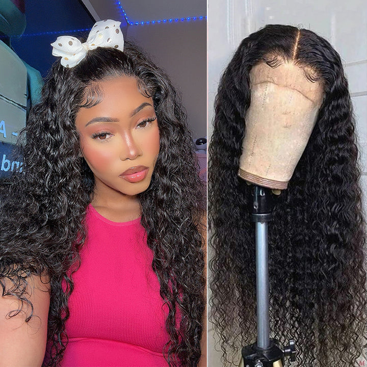 28 Inch Deep Wave Lace Front Wigs Human Hair Pre Plucked 13x4 HD Transparent Lace Frontal Wigs 180% Density Deep Curly Human Hair Wig for Women