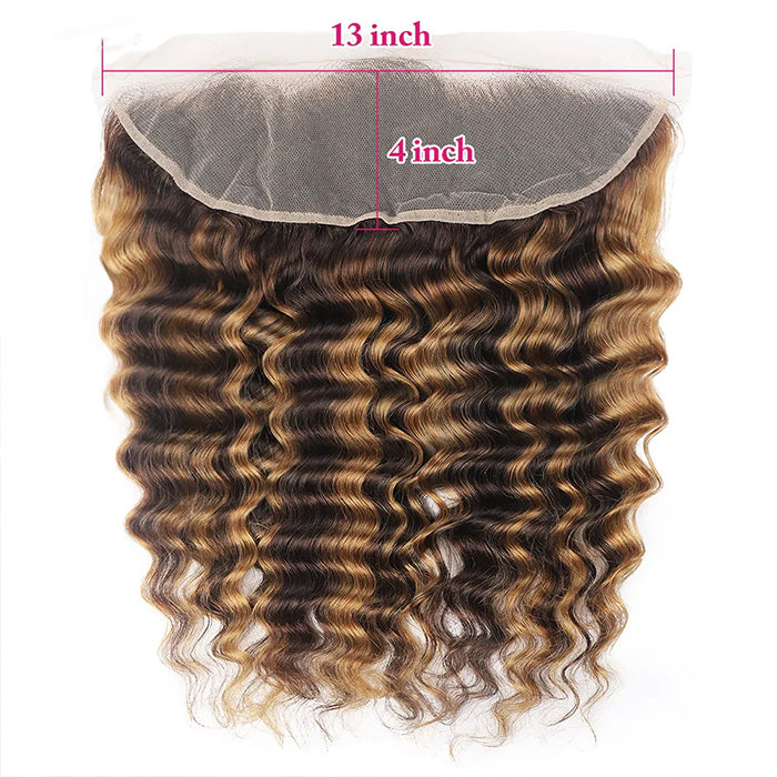 Highlight P4/27 Deep wave 3 Bundles With 13x4 Transparent Lace Frontal Brazilian Hair