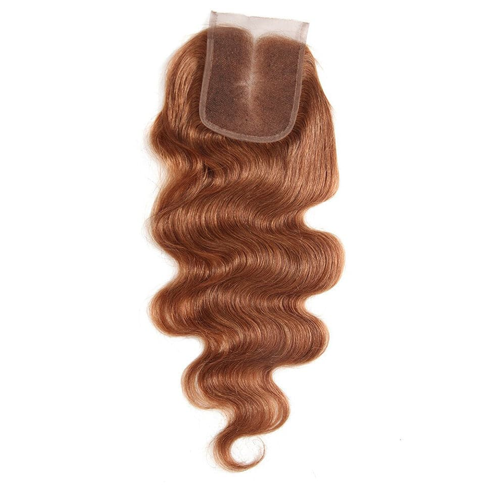 #30 Brown Color Body Wave Bundles Brazilian Human Hair 4 Bundles with Transparent 5x5/6x6 Closure Soft Hair Closure