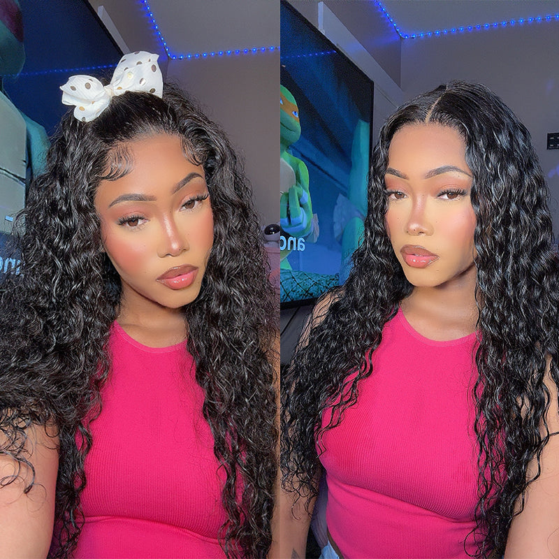 28 Inch Deep Wave Lace Front Wigs Human Hair Pre Plucked 13x4 HD Transparent Lace Frontal Wigs 180% Density Deep Curly Human Hair Wig for Women