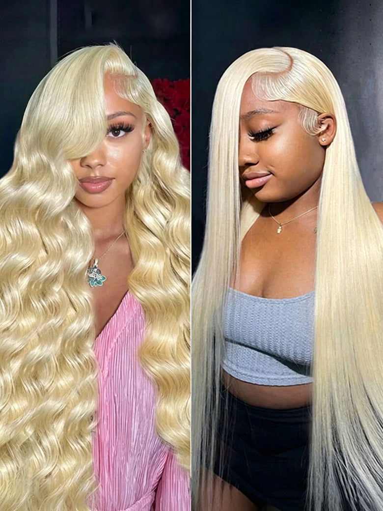 Vente Flash Body Wave 13x4 HD Lace Front Wig Preplumed 613 Honey Blond Color Wigs for Women 