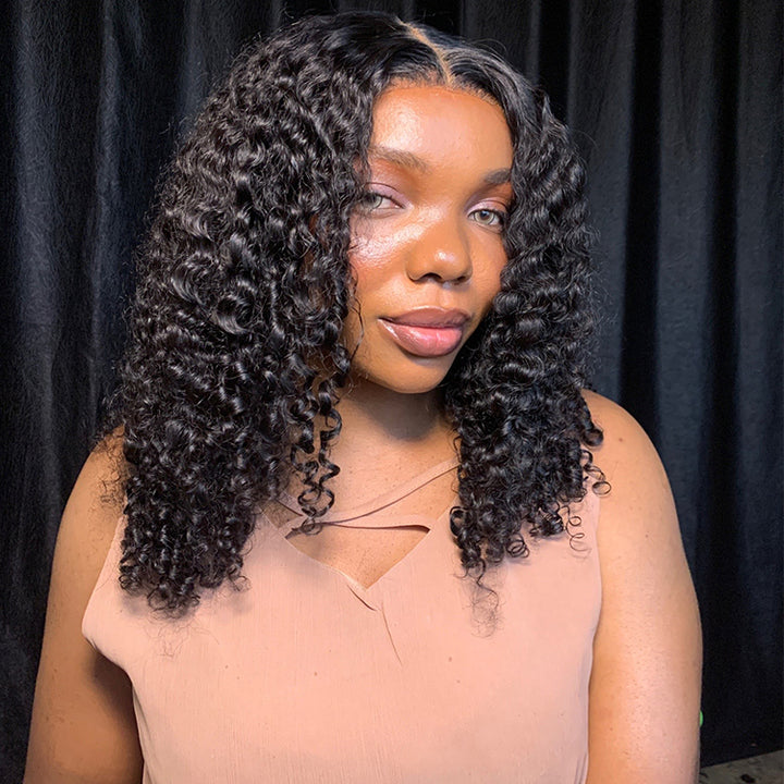 Perruque de cheveux humains sans colle Water Wave Lace Frontal Wear &amp; Go pré-épilée avec des cheveux de bébé 