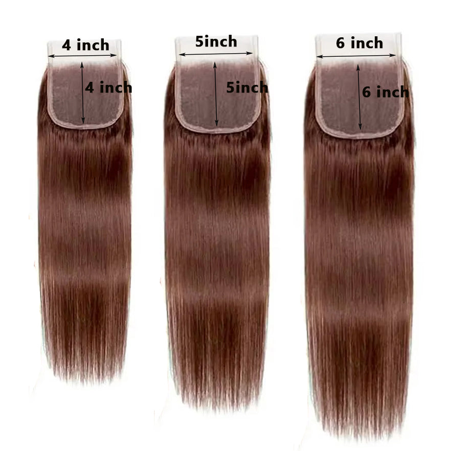 #4 Brown Body Wave 3 Bundles avec 4X4 Lace Closure 100% cheveux humains vierges 