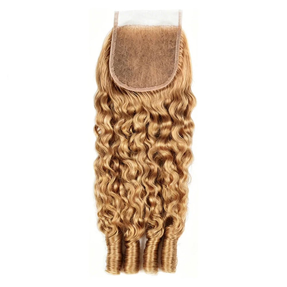 P4/27 Highlight Body Wave 4 Bundles avec 4x4 Lace Closure Human Hair 