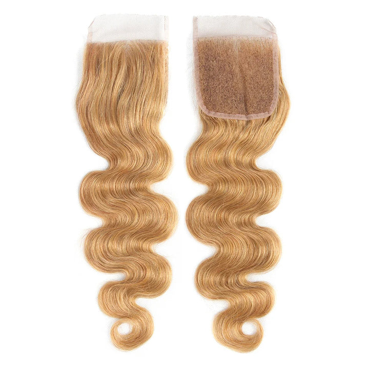 Lumiere 27# Honey Blonde 4x4 Body Wave Lace Closure Human Hair With Baby Hair
