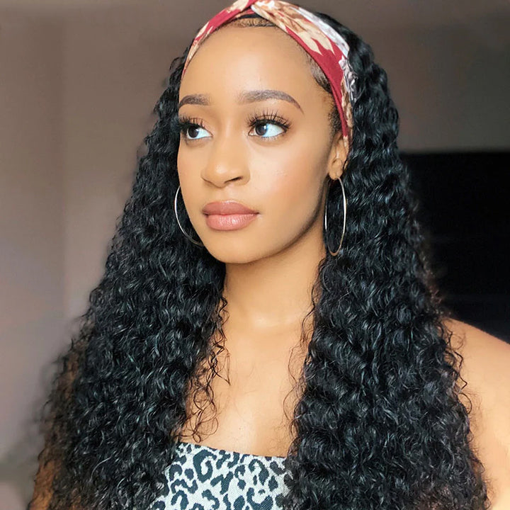 Lumiere Deep Curly Headband Wig Human Hair Glueless Wig For Black Women