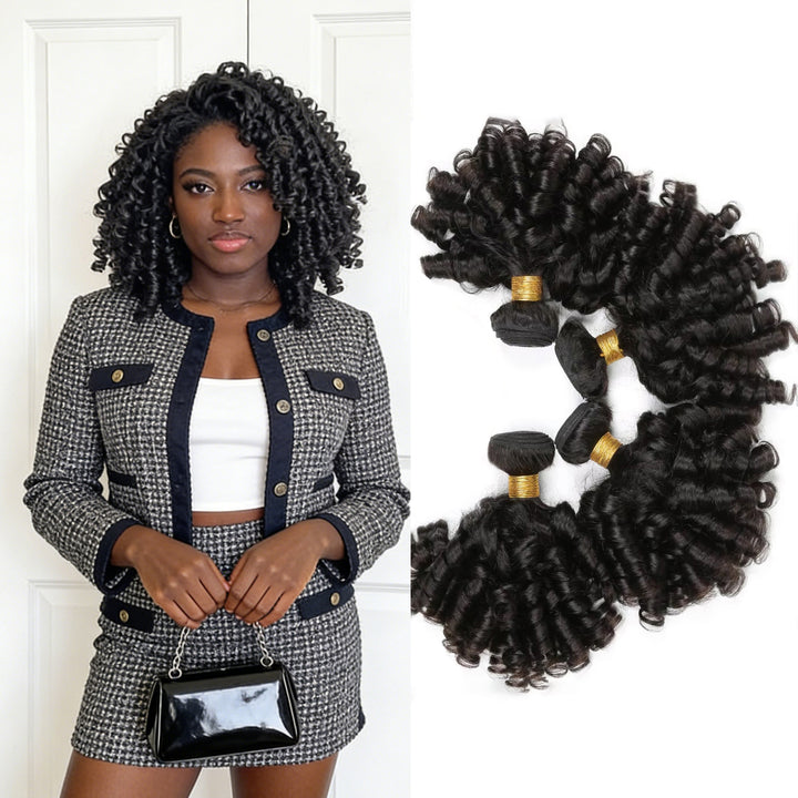 Lumiere Bouncy Curly 4 Bundles Cheveux brésiliens Couleur noire naturelle 8-40" Extensions de cheveux vierges 