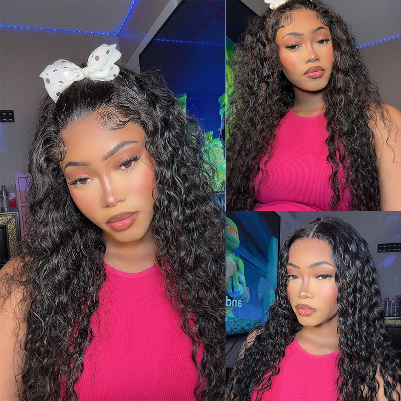 28 Inch Deep Wave Lace Front Wigs Human Hair Pre Plucked 13x4 HD Transparent Lace Frontal Wigs 180% Density Deep Curly Human Hair Wig for Women