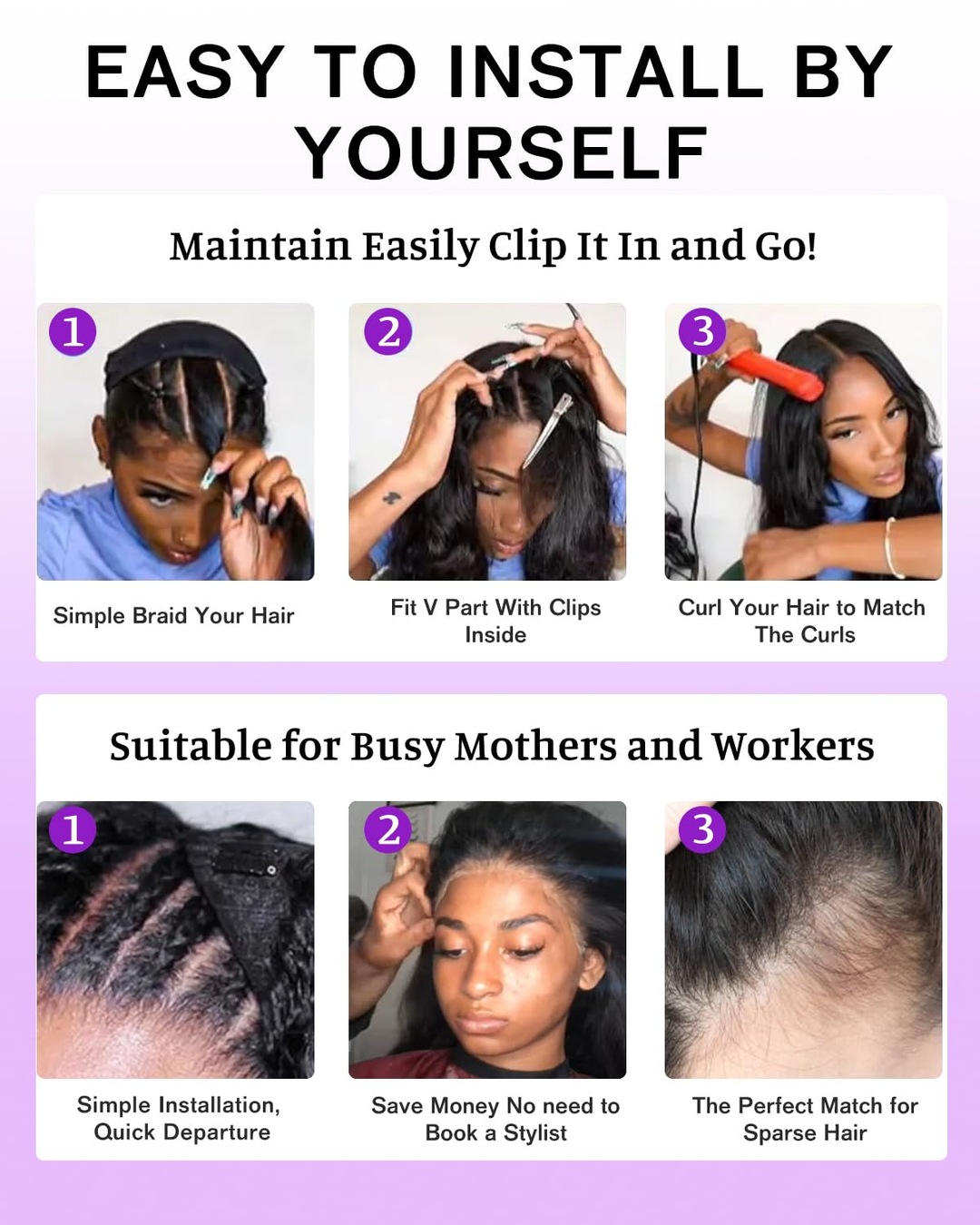 Nouveau V Part Deep Wave Upgrade No Leave Out Brésilien Remy Glueless Perruques de cheveux humains pour les femmes 