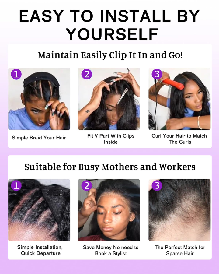 Nouveau V Part Deep Wave Upgrade No Leave Out Brésilien Remy Glueless Perruques de cheveux humains pour les femmes 