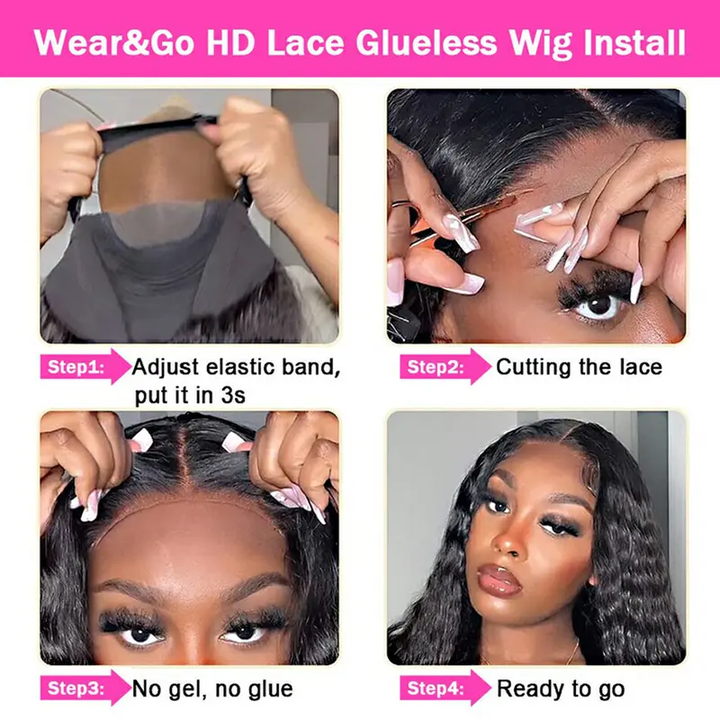 [Glueless Wig]Lumiere Natural Black Deep Wave 6X4 HD Lace Wig Pre-cut Glueless Wigs With Baby Hair