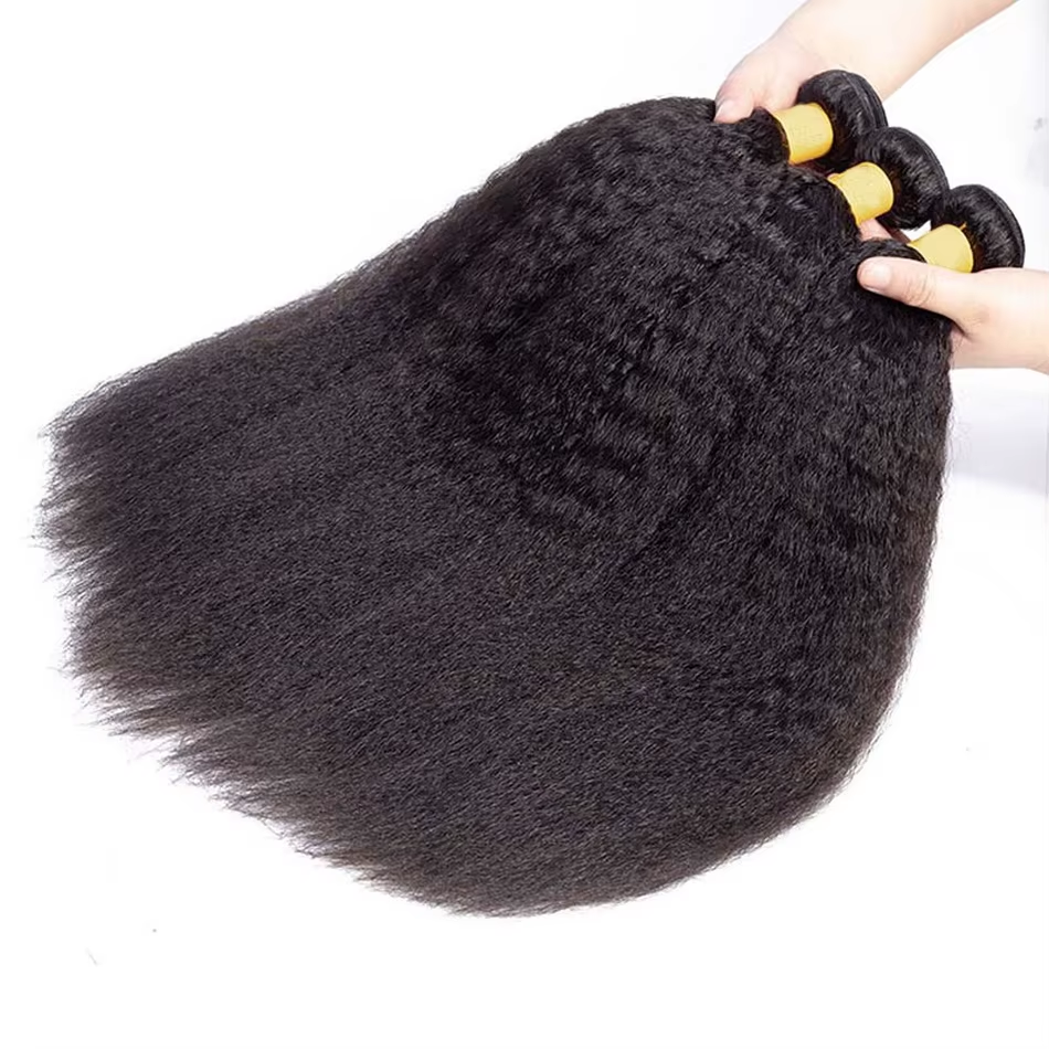 Lumiere 15A Kinky Straight Human Hair 4 Bundles Yaki Bundles Brazilian Raw Human Hair Extensions for Women