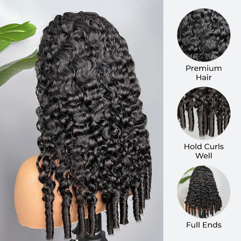 [3 In 1 Half ] Half Wig Burmese Curly Install Half With Drawstring Glueless Beginner Friendly