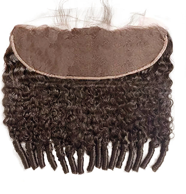 Lumiere #4 Brown Colored Burmese Curly 4 Bundles With 13X4 Frontal Transparent Lace