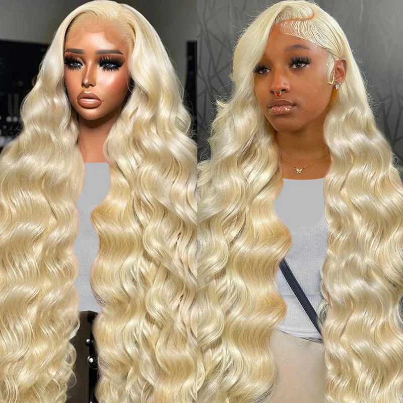 Vente Flash Body Wave 13x4 HD Lace Front Wig Preplumed 613 Honey Blond Color Wigs for Women 