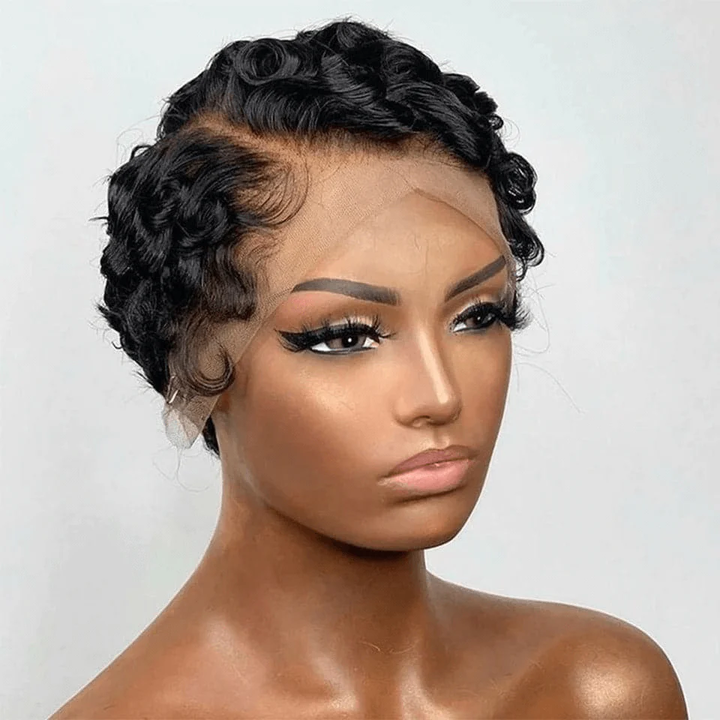 Big Sale：$ 135.55= T part 13X1X4 Lace Short Bob Pixie Cut Wig:Natural Color+T/99J Color