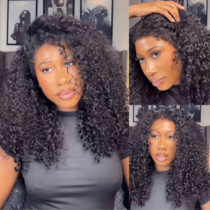 Glueless 4C Curly Edges Lace Frontal Burmese Curly Wig Invisible HD Lace Human Hair Wig With Natural Baby Hairline