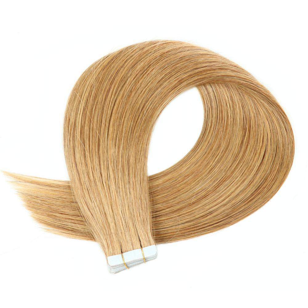 Color Hair #4 Tape In Hair Extensions Cheveux Raides Vierges Humains 20 pcs/1pack 100% Cheveux Humains 