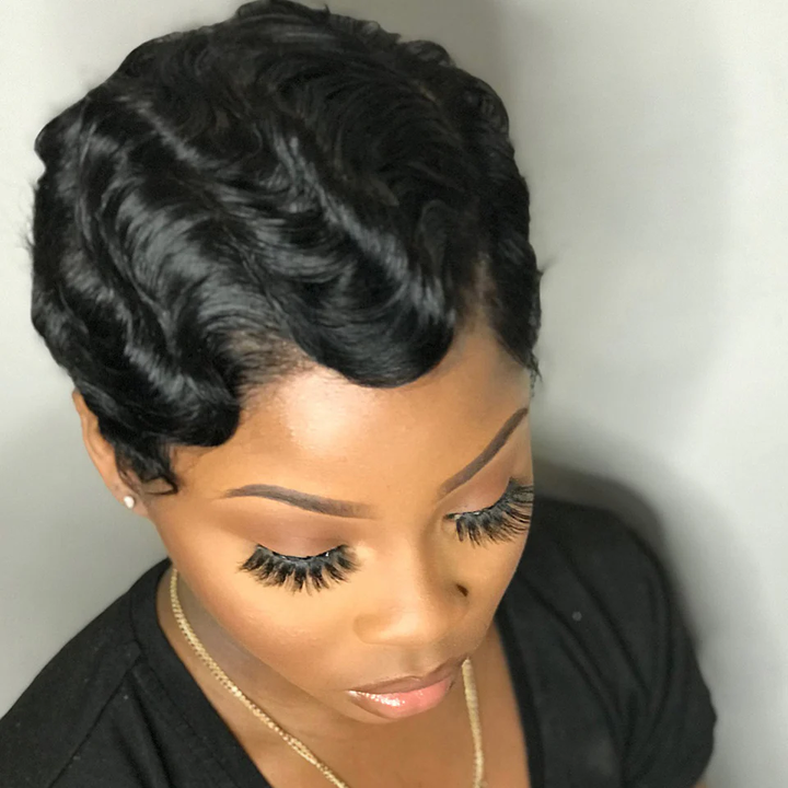 Big Sale：$ 135.55= T part 13X1X4 Lace Short Bob Pixie Cut Wig:Natural Color+T/99J Color
